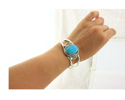 Navajo Cuff Bracelet Sterling Silver Turquoise Vintage Signed Randy Boyd