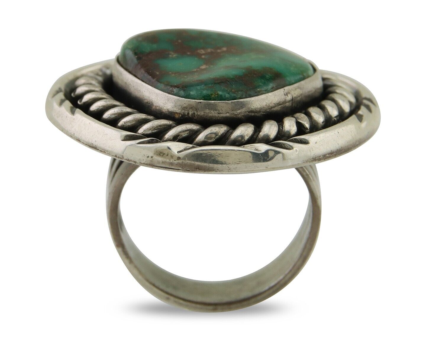 Navajo Ring 925 Silver Gem Grade Turquoise Native American Artist C.80's