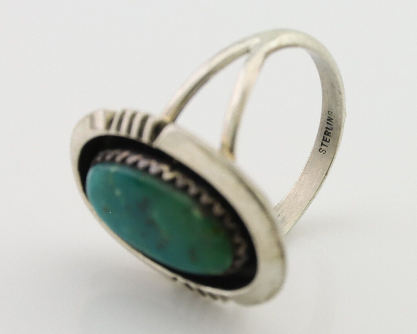 Navajo Ring 925 Silver Natural Turquoise Native American Artist C.80's