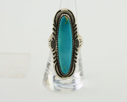 Navajo Hand Stamped Ring 925 Silver Turquoise Native Artist Begay C.80's