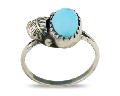 Navajo Ring 925 Silver Sleeping Beauty Turquoise Native American Artist C.80's