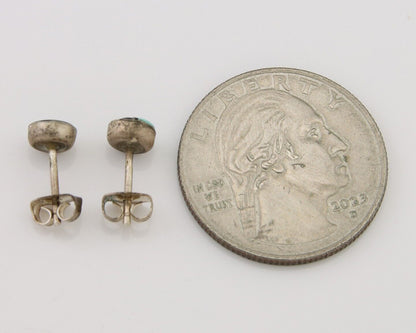Navajo Earrings 925 Silver Inlaid Natural Onyx & Turquoise Native American C.80s