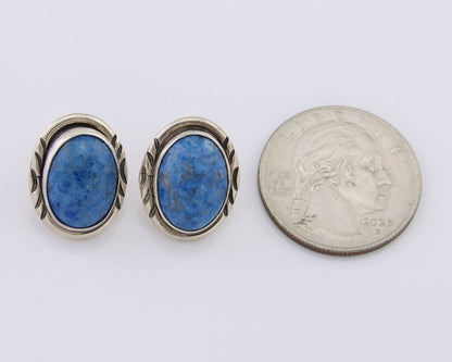 Navajo Paw Earrings 925 Silver Blue Denim Lapis Native American Artist C.80's