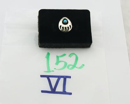 Navajo Paw Ring Sterling Silver Authentic Turquoise Handmade Size 4.0