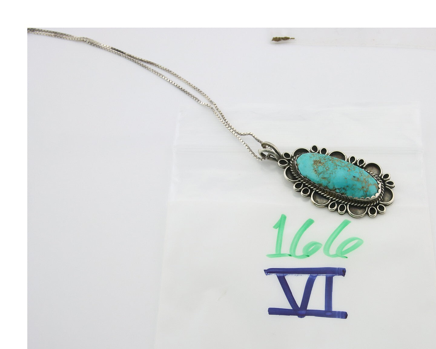 Navajo Sterling Silver Necklace Authentic Turquoise Vintage Handmade