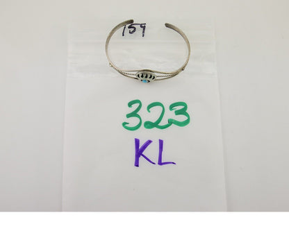 Navajo Paw Bracelet 925 Silver Blue Turquoise Native American Artist C.80's