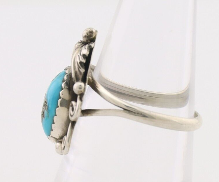Navajo Ring 925 Silver Morenci Tuquoise Native American Artist C.80's