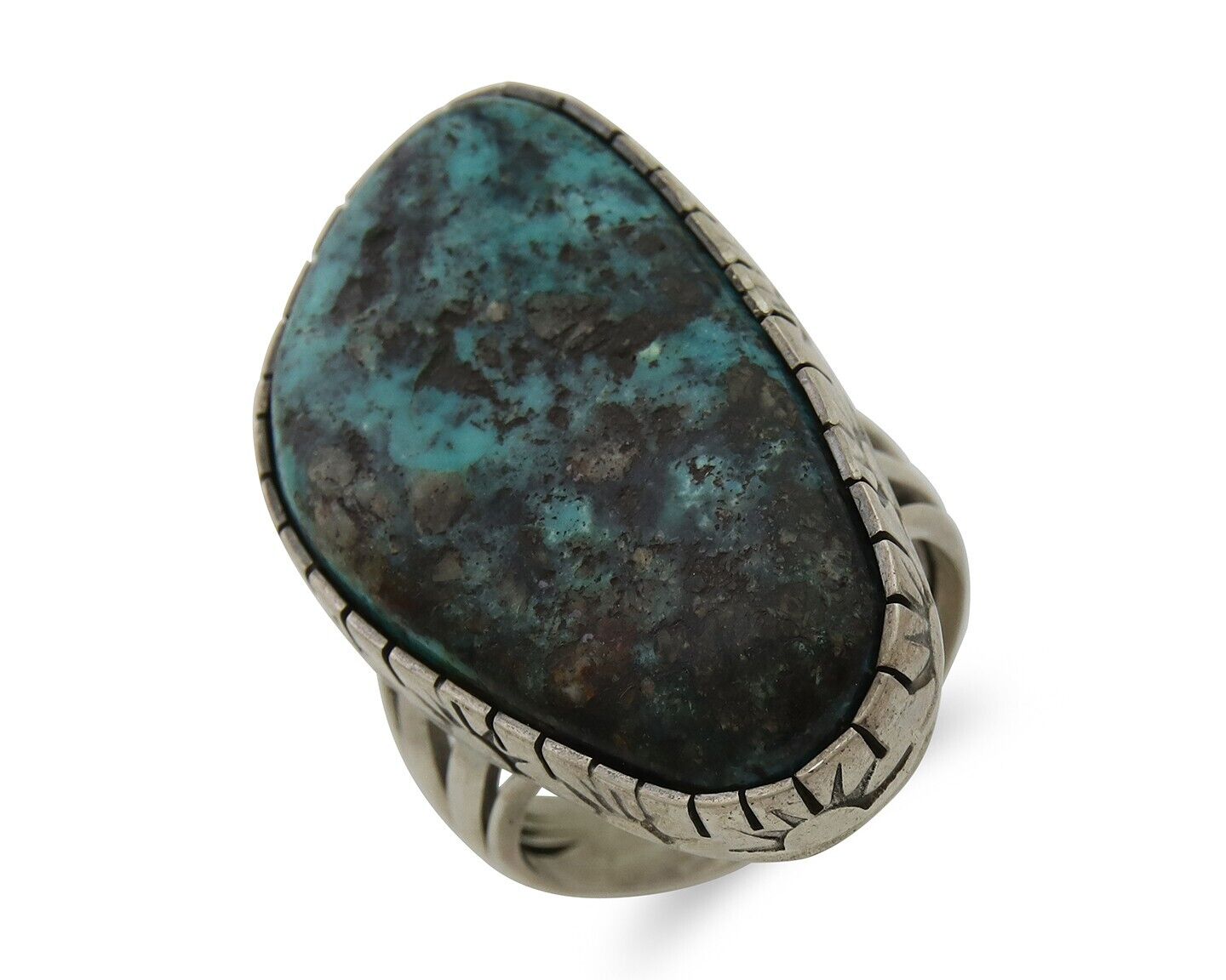Navajo Ring 925 Silver Natural Turquoise Native American Artist C.80's