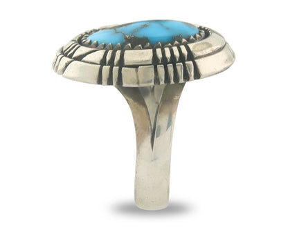 Vintage Navajo Ring 925 Sterling Authentic Traditional Turquoise Size 8.75