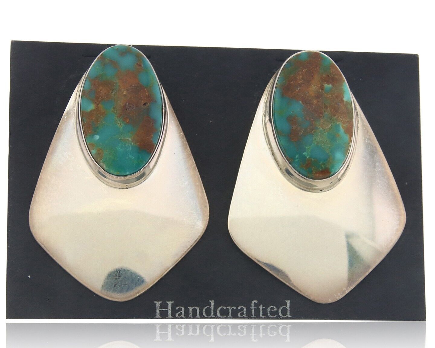 Navajo Earrings 925 Silver Handmade Natural Turquoise Native Artist C.80's