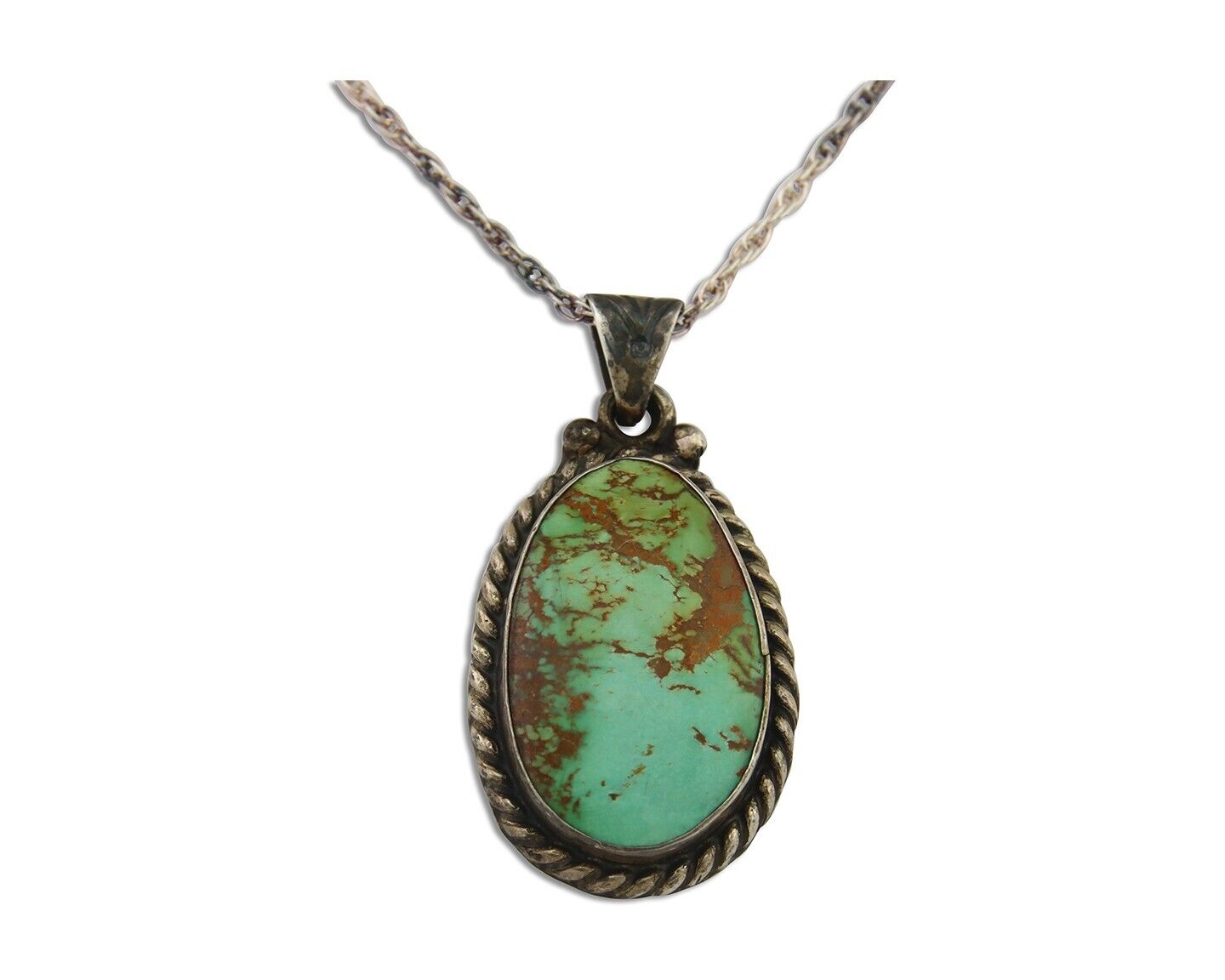 Navajo Necklace 925 Silver Natural Turquoise Artist Signed M Montoya C.80's