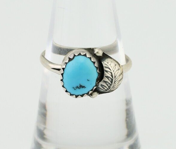 Navajo Ring 925 Silver Sleeping Beauty Turquoise Native American Artist C.80's