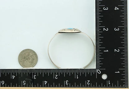 Navajo Cuff Bracelet 925 Sterling Silver Vintage Turquoise Signed LP HandStamped