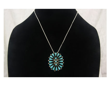 Navajo Sterling Silver Necklace Turquosie Authentic Vintage Signed Ben Yazzie