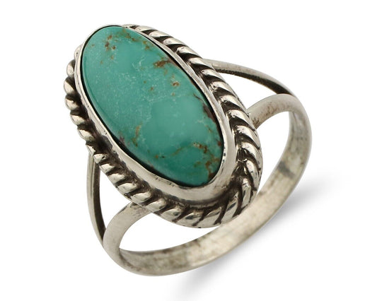 Navajo Ring 925 Silver Kingman Turquoise Artist Signed M Montoya C.80's