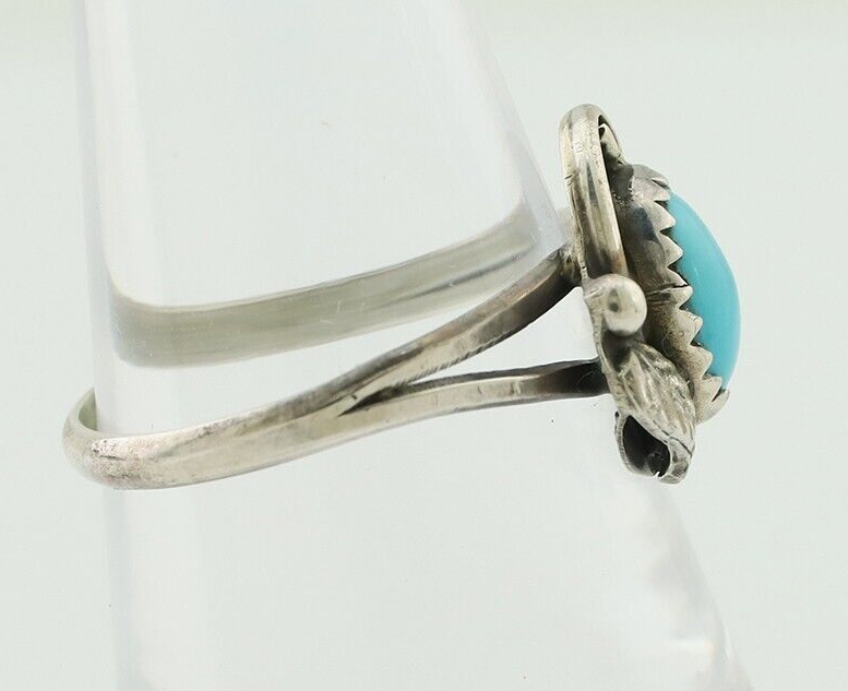 Navajo Handmade Ring 925 Silver Sleeping Beauty Turquoise Artist Signed SC C80s