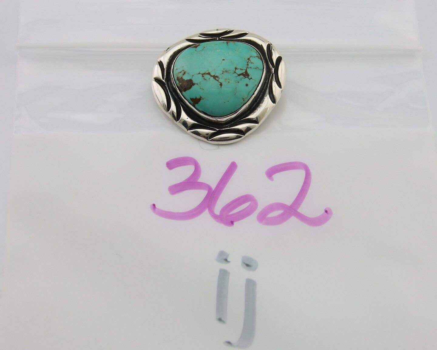 Navajo Pin 925 Silver Natural Mined Turquoise Artist Signed C Montoya C.80's