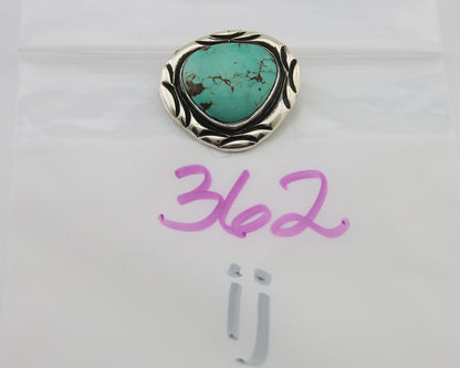 Navajo Pin 925 Silver Natural Mined Turquoise Artist Signed C Montoya C.80's