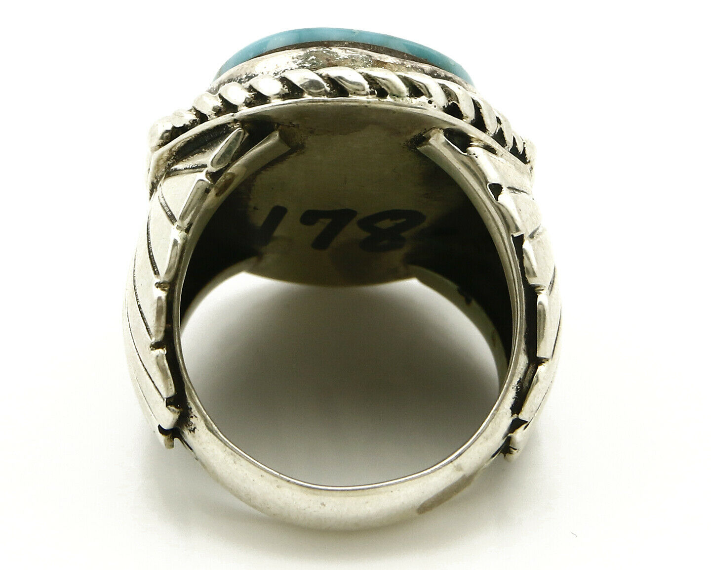Navajo Ring .925 SOLID Silver Castle Dome Turquoise Signed Doug Zachary C.80's