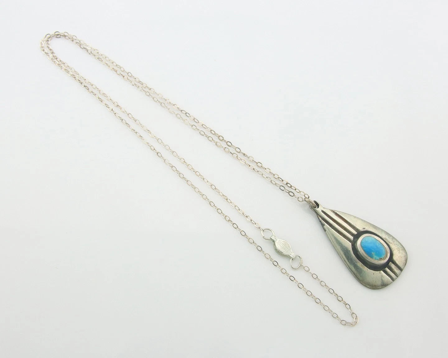 Navajo Necklace Sterling Silver Natural Blue Turquoise Vintage