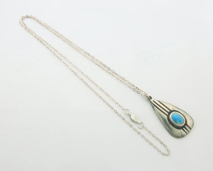 Navajo Necklace Sterling Silver Natural Blue Turquoise Vintage