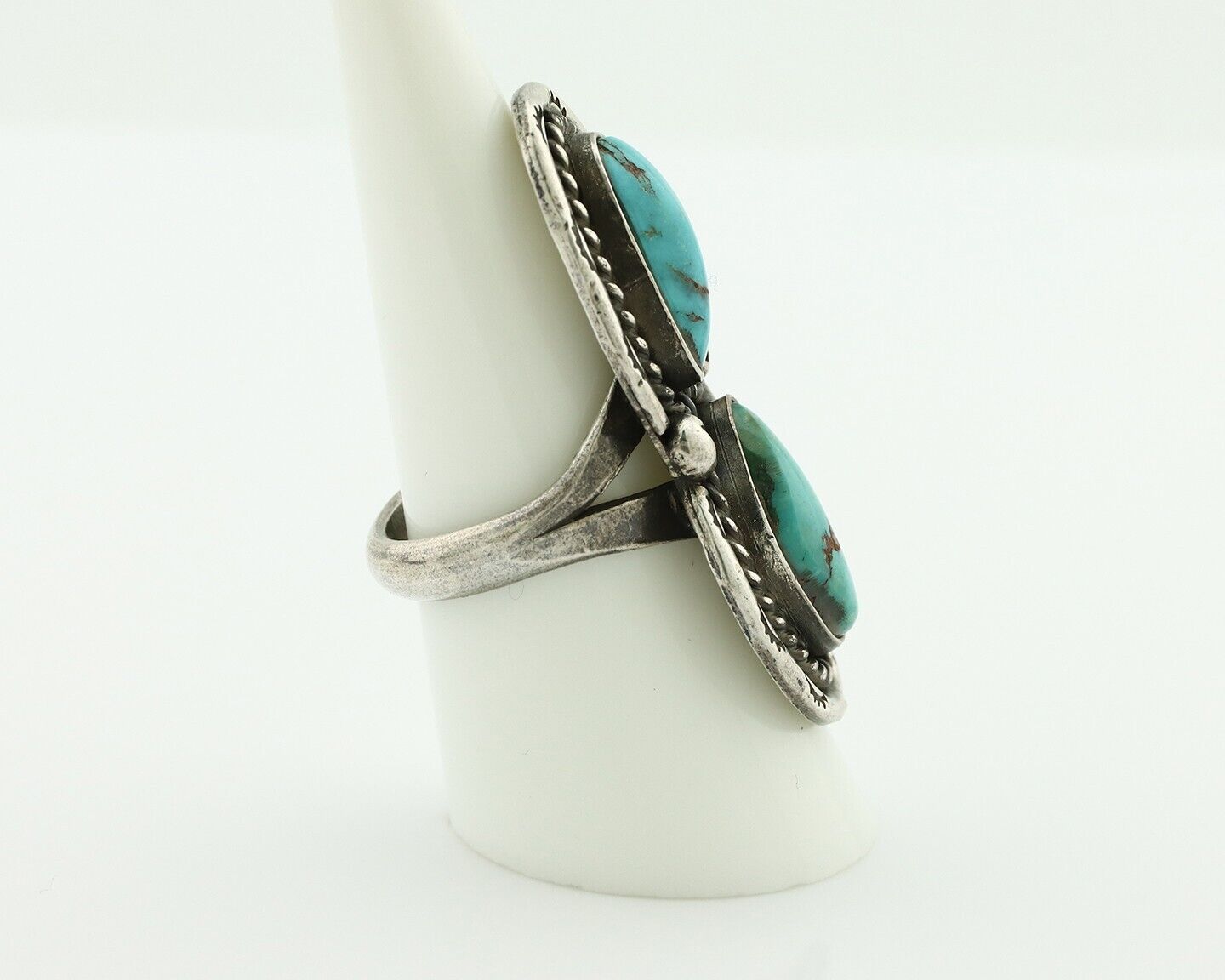 Navajo Ring 925 Silver Blue Turquoise Artist Signed P C.80's