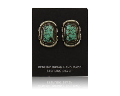 Navajo Earrings 925 Silver Spiderweb Mined Turquoise Artist Signed G C.80's