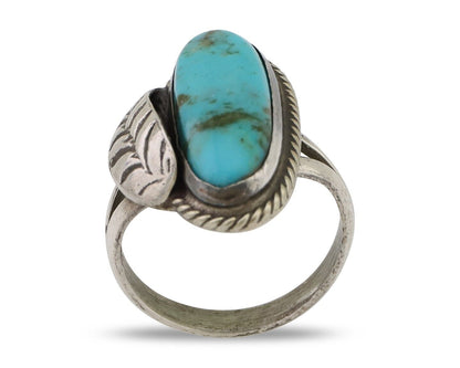 Navajo Handmade Ring 925 Silver Natural Turquoise Native American Artist C.80's