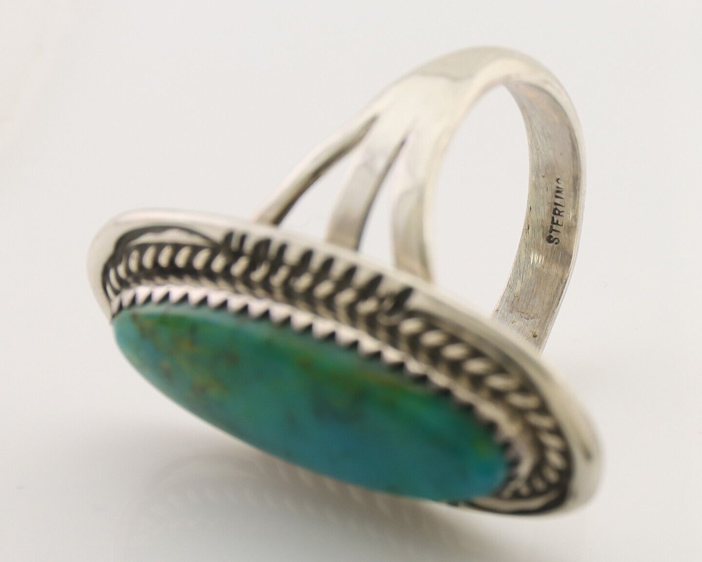 Navajo Ring 925 Silver Natural Blue Turquoise Native American Artist C.80's