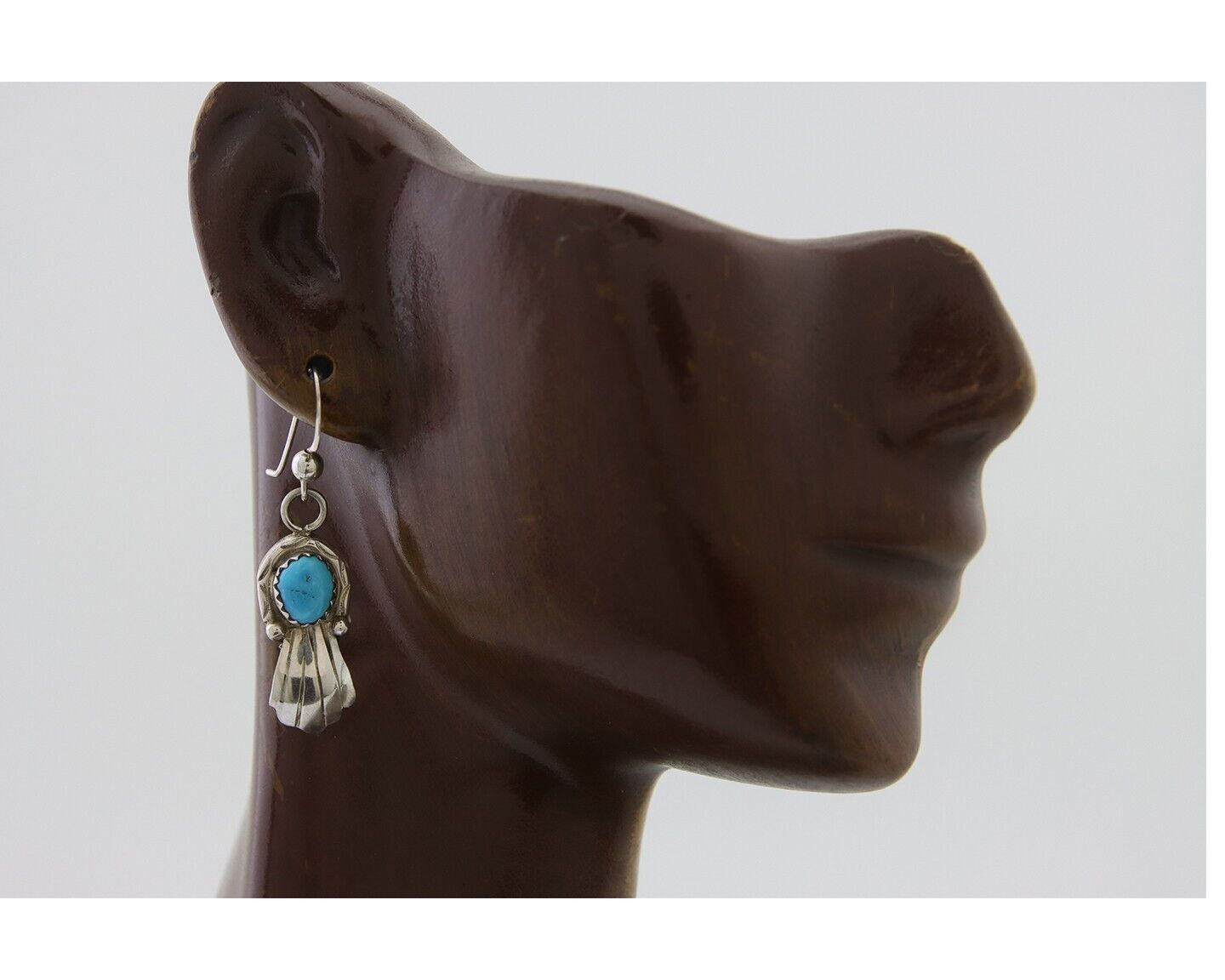 Navajo Earrings 925 Silver Blue Turquoise Artist Signed Kee Tsosie C.80's