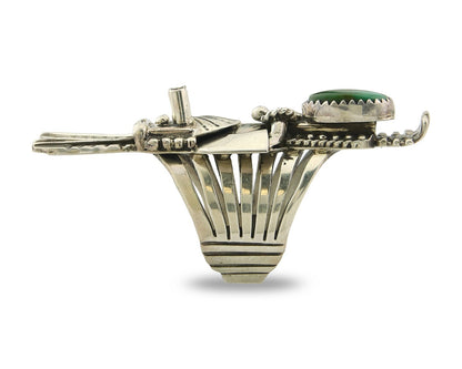 Vintage Navajo Ring 925 Sterling Silver Turquoise Signed Broken Arrow Size 7.0