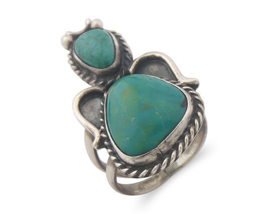Vintage Navajo Ring 925 Sterling Authentic Turquoise Artist Signed Size 10.5