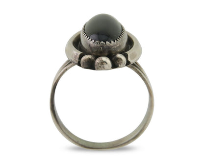 Navajo Handmade Ring 925 Silver Black Onyx Artist Signed SC C.80's