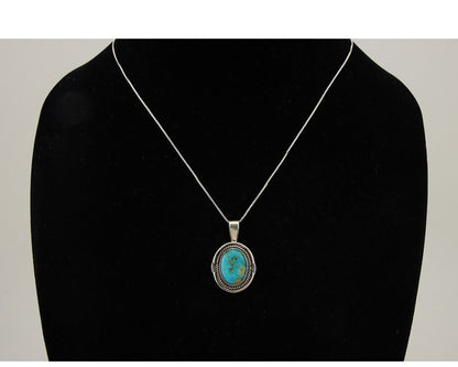Navajo Necklace 925 Silver Natural Blue Turquoise Artist Signed Begay C.80s