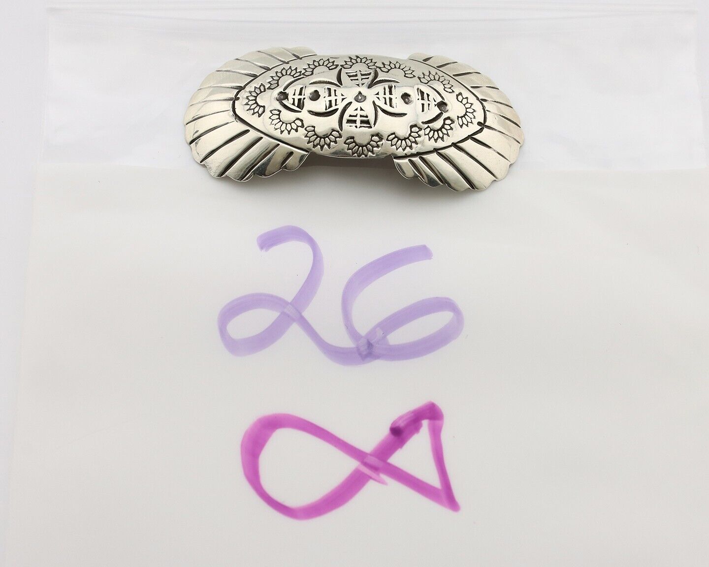 Women's Navajo Hair Clip Hand Stamped 925 Silver Artist Signed C Montoya C.80's