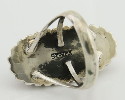 Navajo Shield Ring 925 Silver Arizona Turquoise Native Artist C.80's