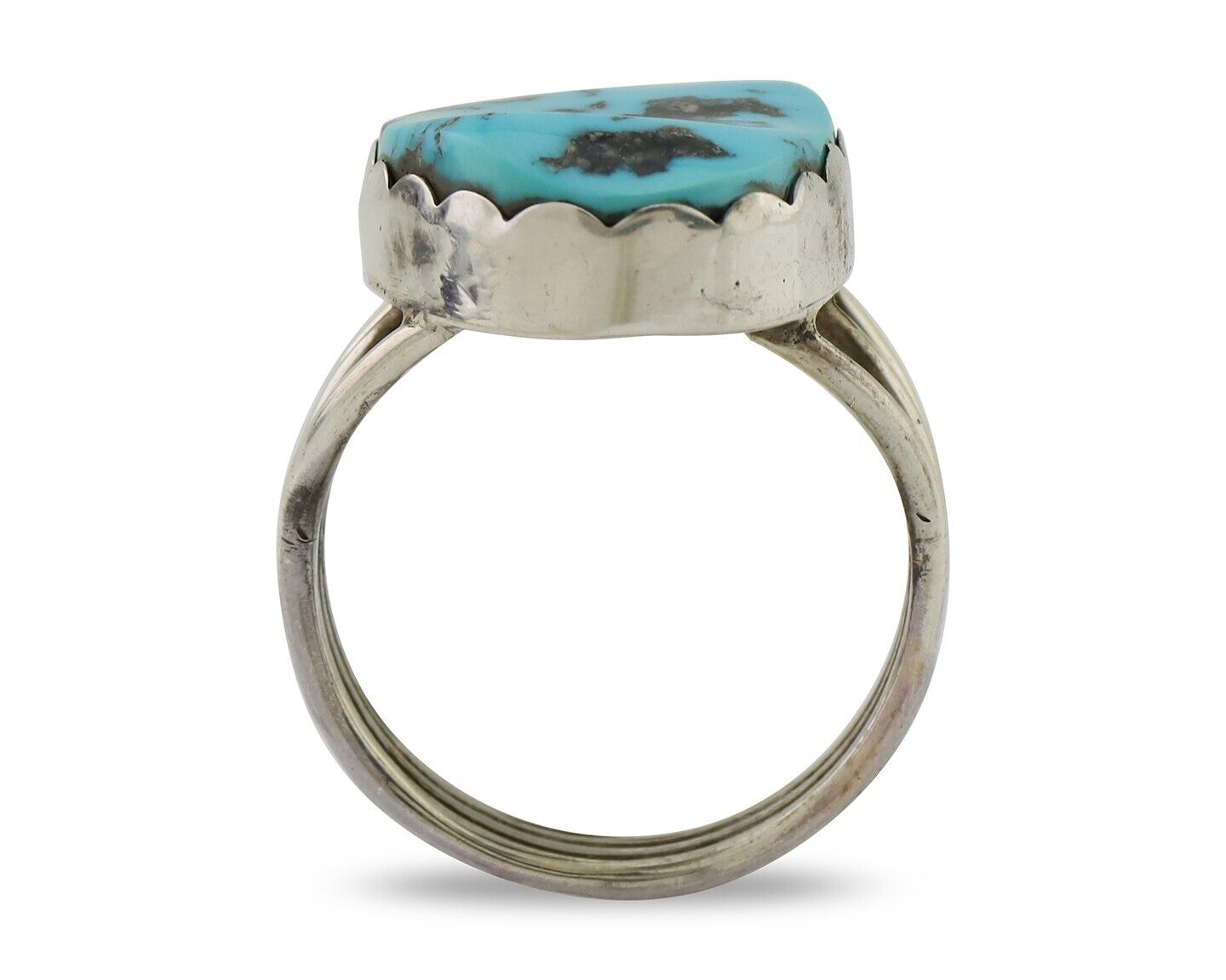 Navajo Ring 925 Silver Natural Blue Turquoise Signed Tony Guerro C.80's