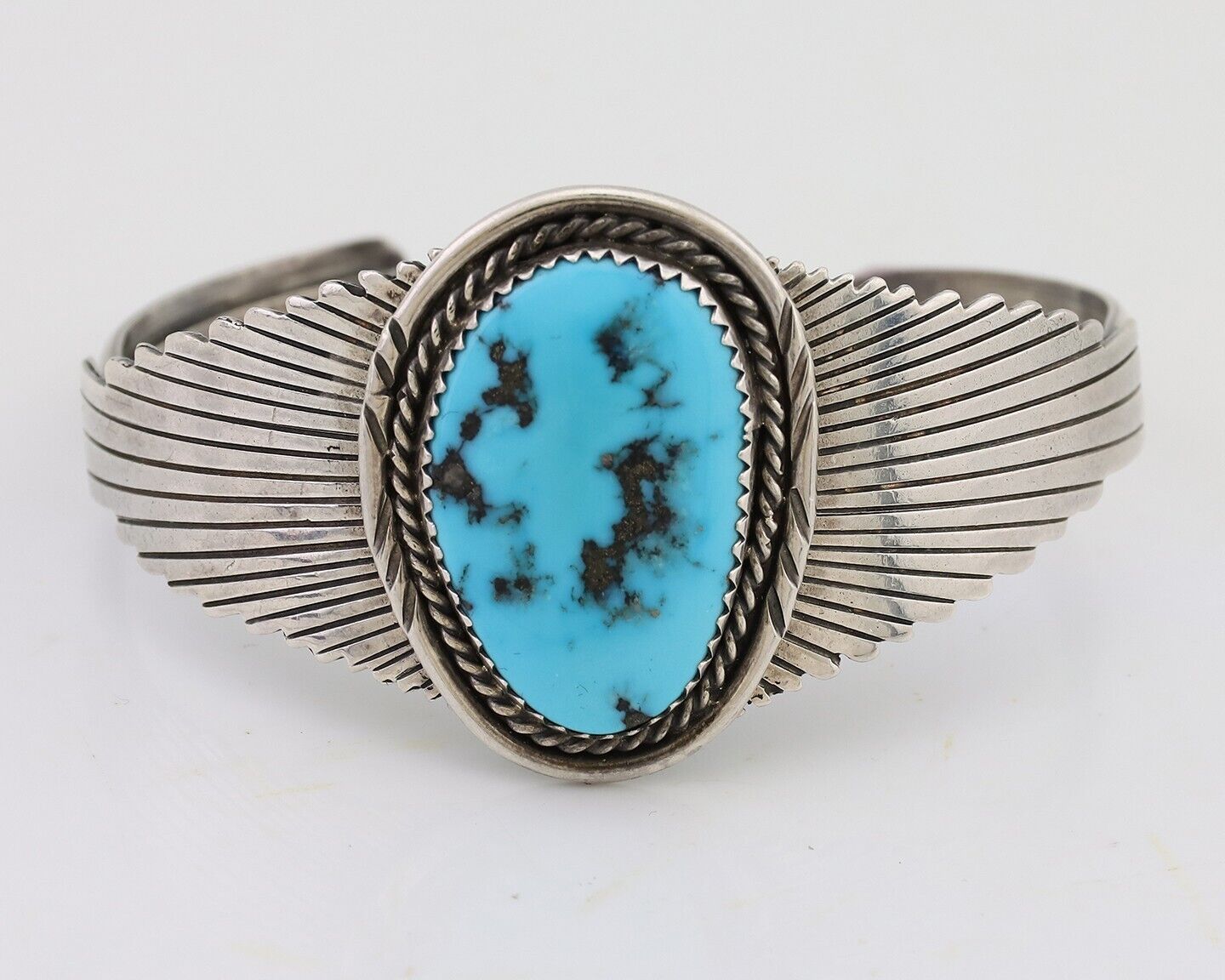 Navajo Cuff Bracelet 925 Silver Natural Turquoise Native Artist C.80's