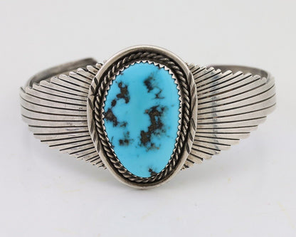 Navajo Cuff Bracelet 925 Silver Natural Turquoise Native Artist C.80's