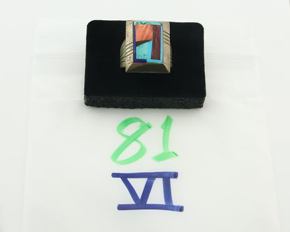 Vintage Navajo Ring 925 Sterling Natural Gemstone Signed FY Size 11.5
