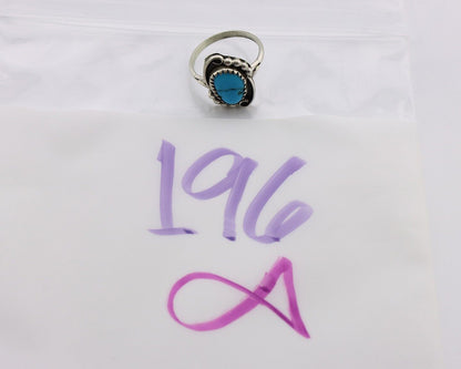 Navajo Ring 925 Silver Blue Turquoise Artist Signed K C.80's