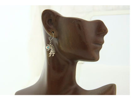 Navajo Dangle Earrings Sterling Silver Natural Turquoise Vintage Handmade