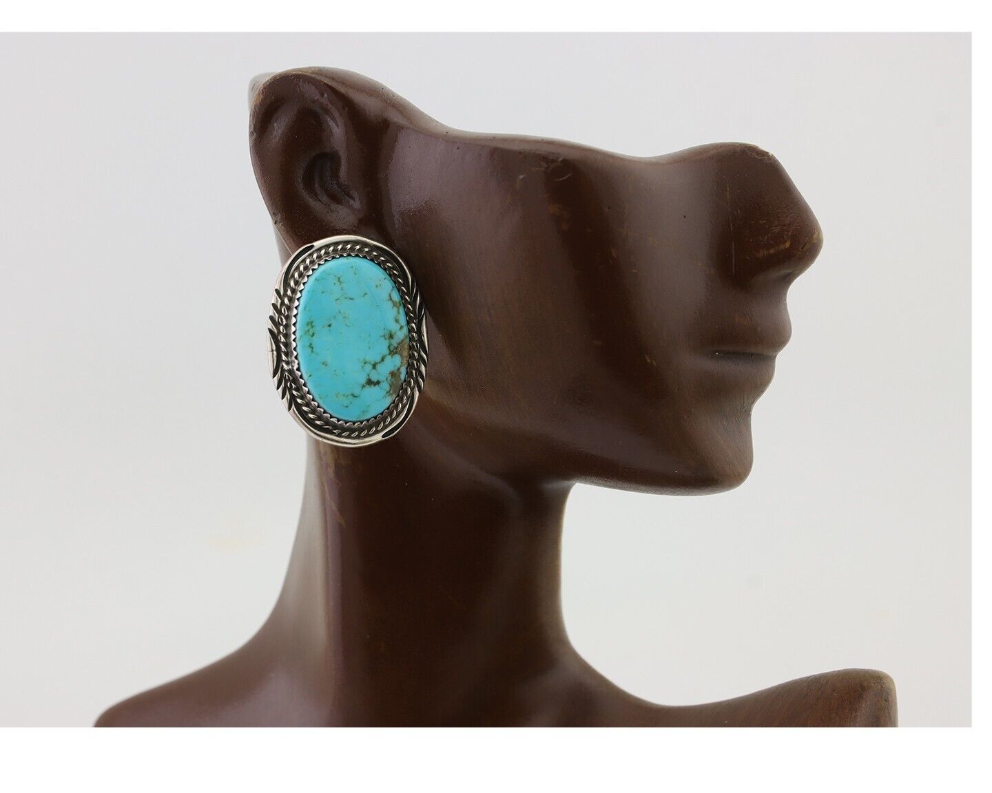 Navajo Dangle Earrings 925 Silver Kingman Turquoise Artist Signed TALHAT C.80's