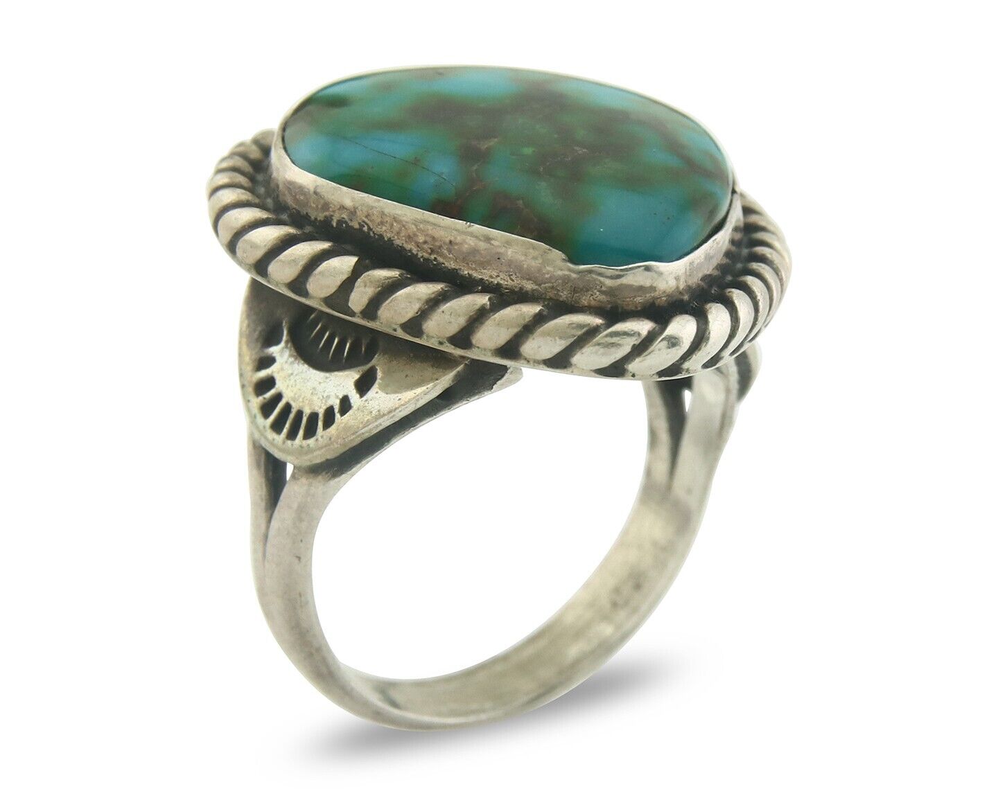 Navajo Ring 925 Sterling Royston Turquoise Artist Signed Sunset C.80's