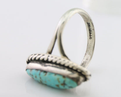 Navajo Handmade Ring 925 Silver Kingman Turquoise Size 8.0 C.80's