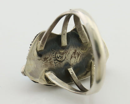 Navajo Ring 925 Silver Kingman Turquoise Artist Signed SC C.80's