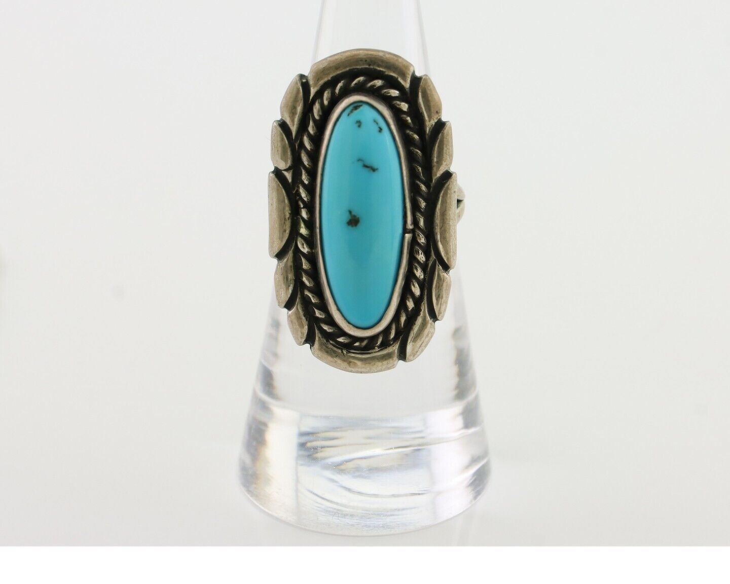 Navajo Ring 925 Silver Natural Turquoise Native American Artist Size 6.0 C.80's