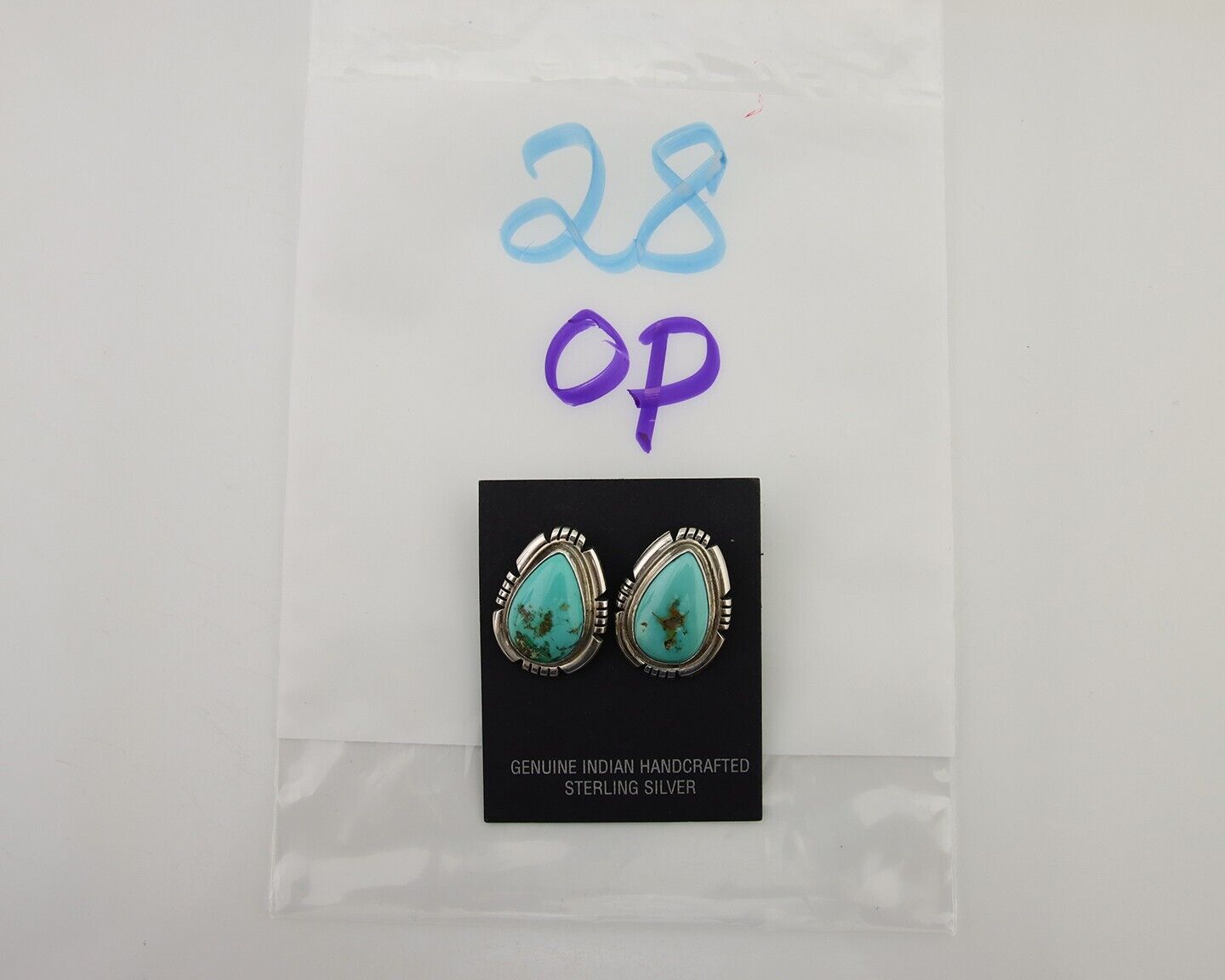 Navajo Earrings 925 Natural Royston Turquoise Signed Benjamin Piaso Jr C.80's