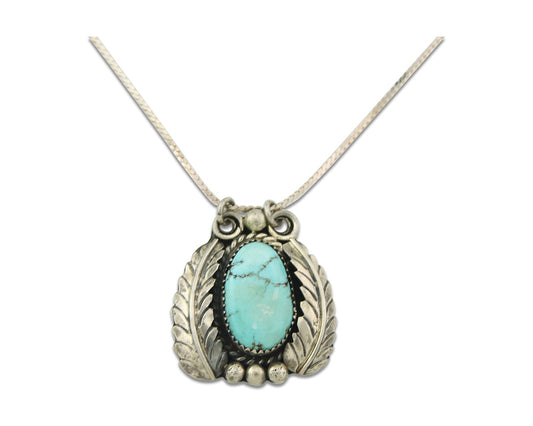 Navajo Sterling Silver Necklace Turquoise Authentic Vintage Signed