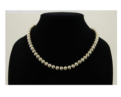 Navajo Bead Necklace 925 Silver Turquoise Native American Artist C.80's